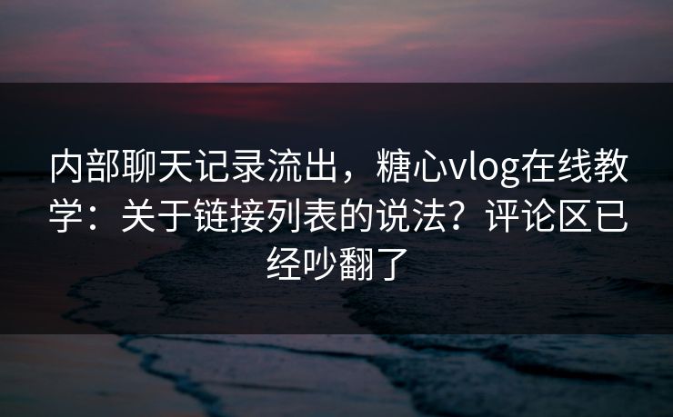 内部聊天记录流出，糖心vlog在线教学：关于链接列表的说法？评论区已经吵翻了